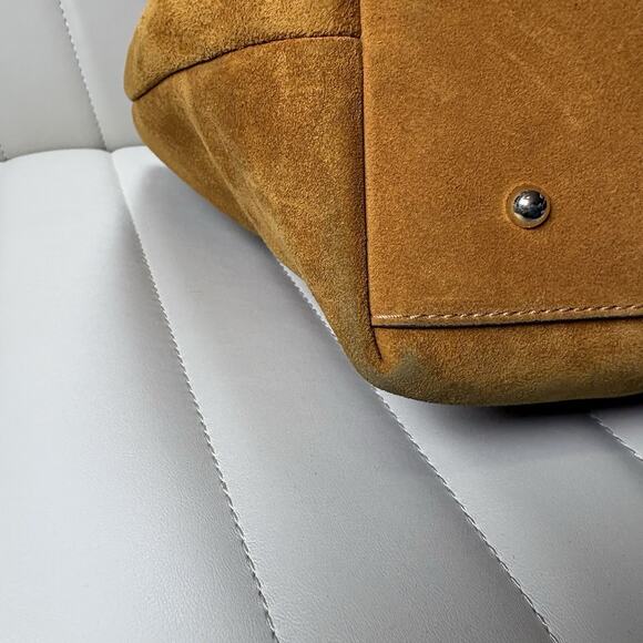 Dooney & Bourke Large Flynn Bag Honey Suede Gently Used Rare Retired Tote Bucket - Picture 5 of 14